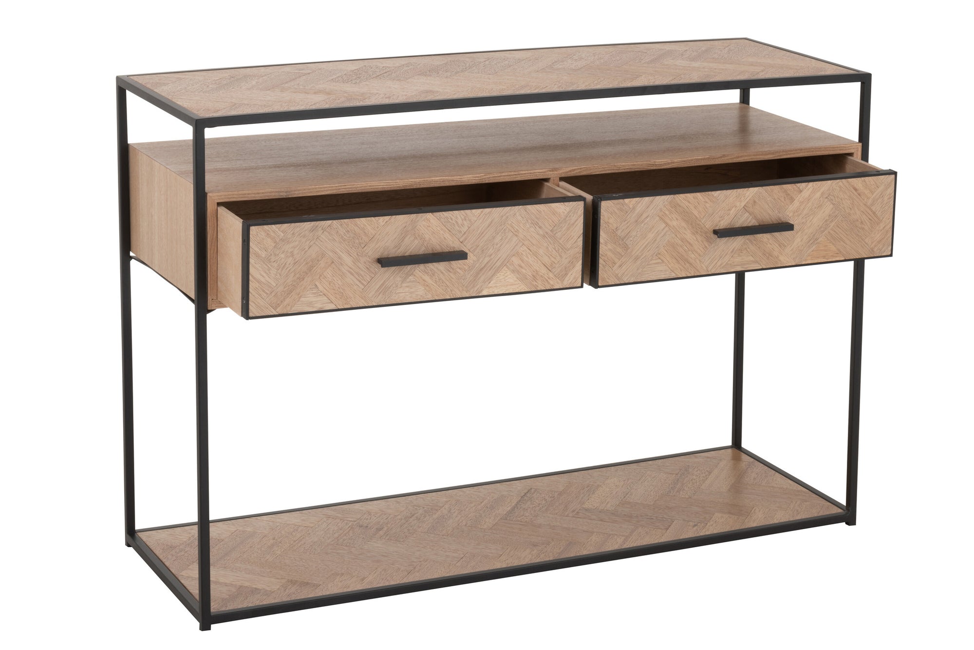 Console Zigzag 2 Laden Hout/Metaal Natuurlijk/Zwart