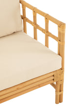 J-LINE ARM CHAIR ELISE + KUSSEN – RATTAN/TEXTIEL – NATURAL/WHITE – 73 CM