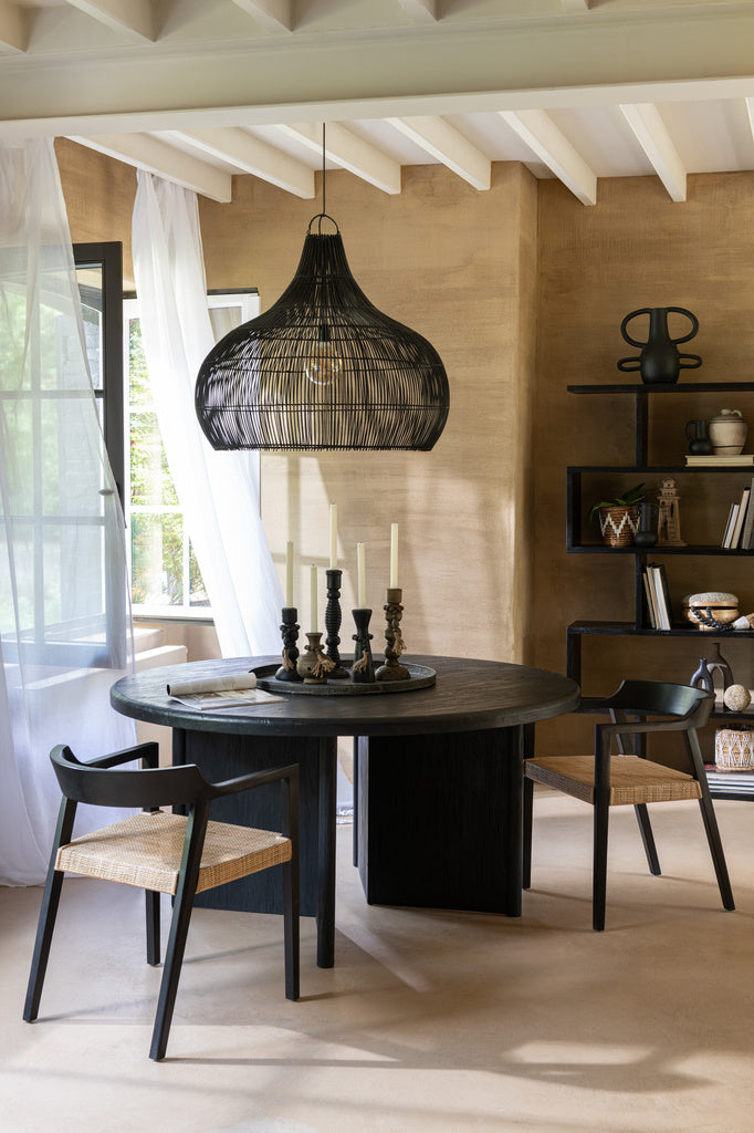 J-LINE RONDE TAFEL TEAKHOUT ZWART