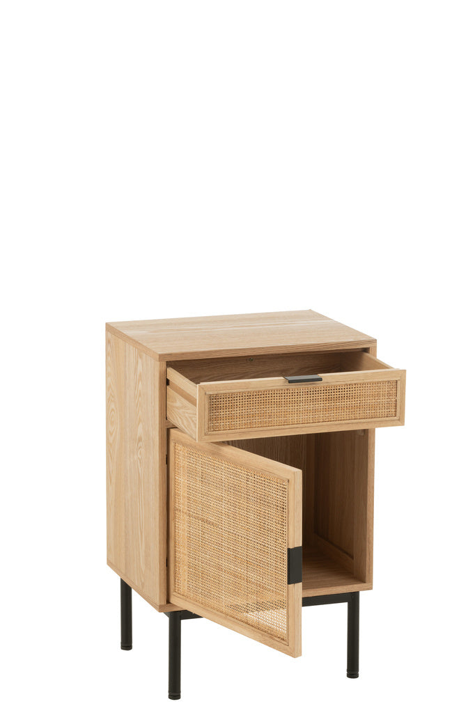 J-LINE NACHTKASTJE VIERKANT MDF/METAAL NATUREL/ZWART