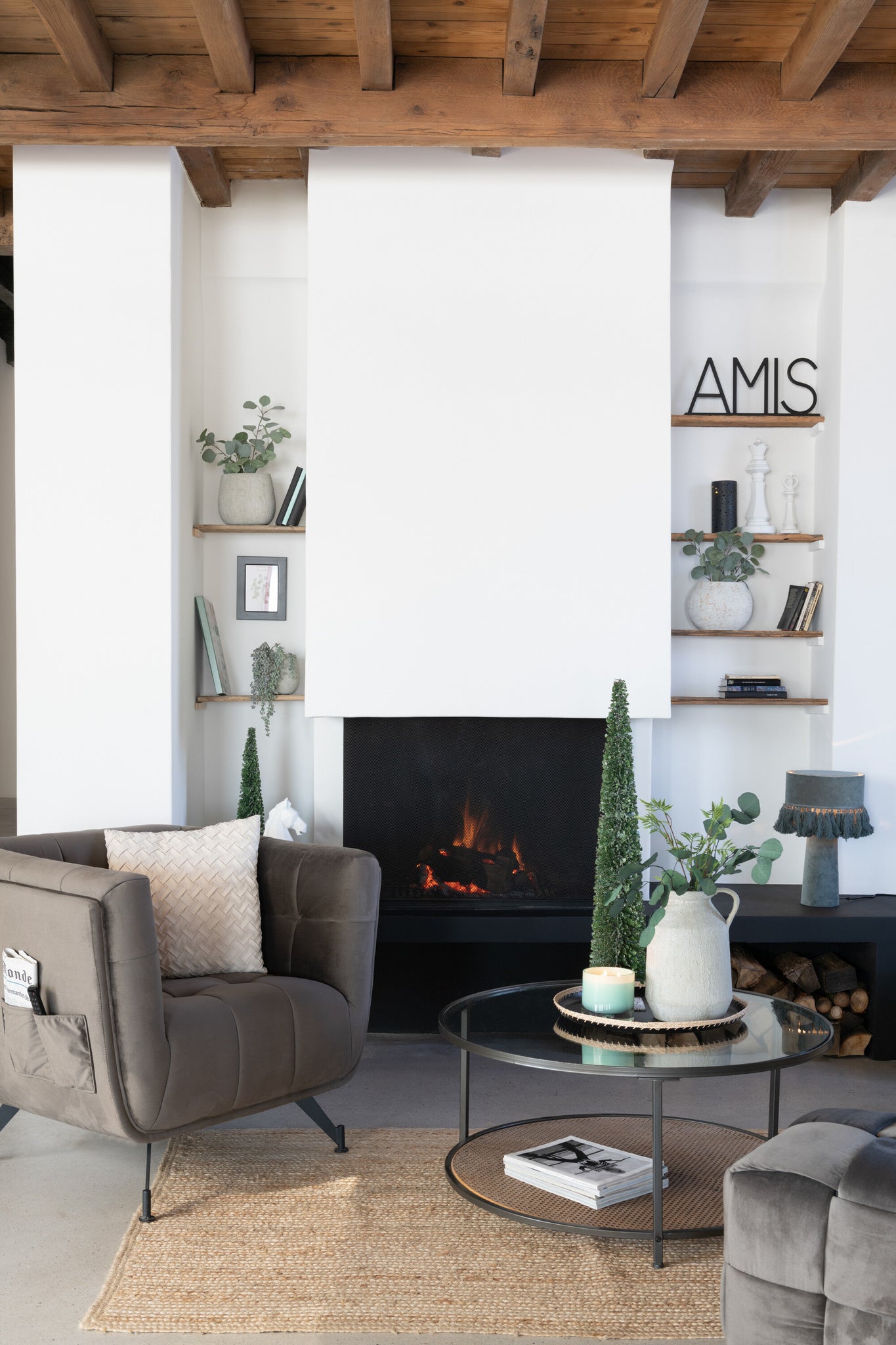 J-LINE KUSSEN GEWEVEN POLYESTER BEIGE