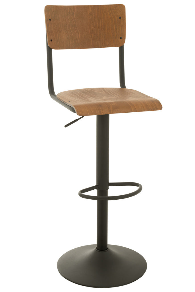 J-LINE BARKRUK – HOUT/METAAL – BRUIN/ZWART – INDUSTRIEEL DESIGN