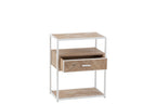 J-LINE SIDETABLE ZIGZAG MET 1 LADEN – HOUT/METAAL NATUUR/WIT