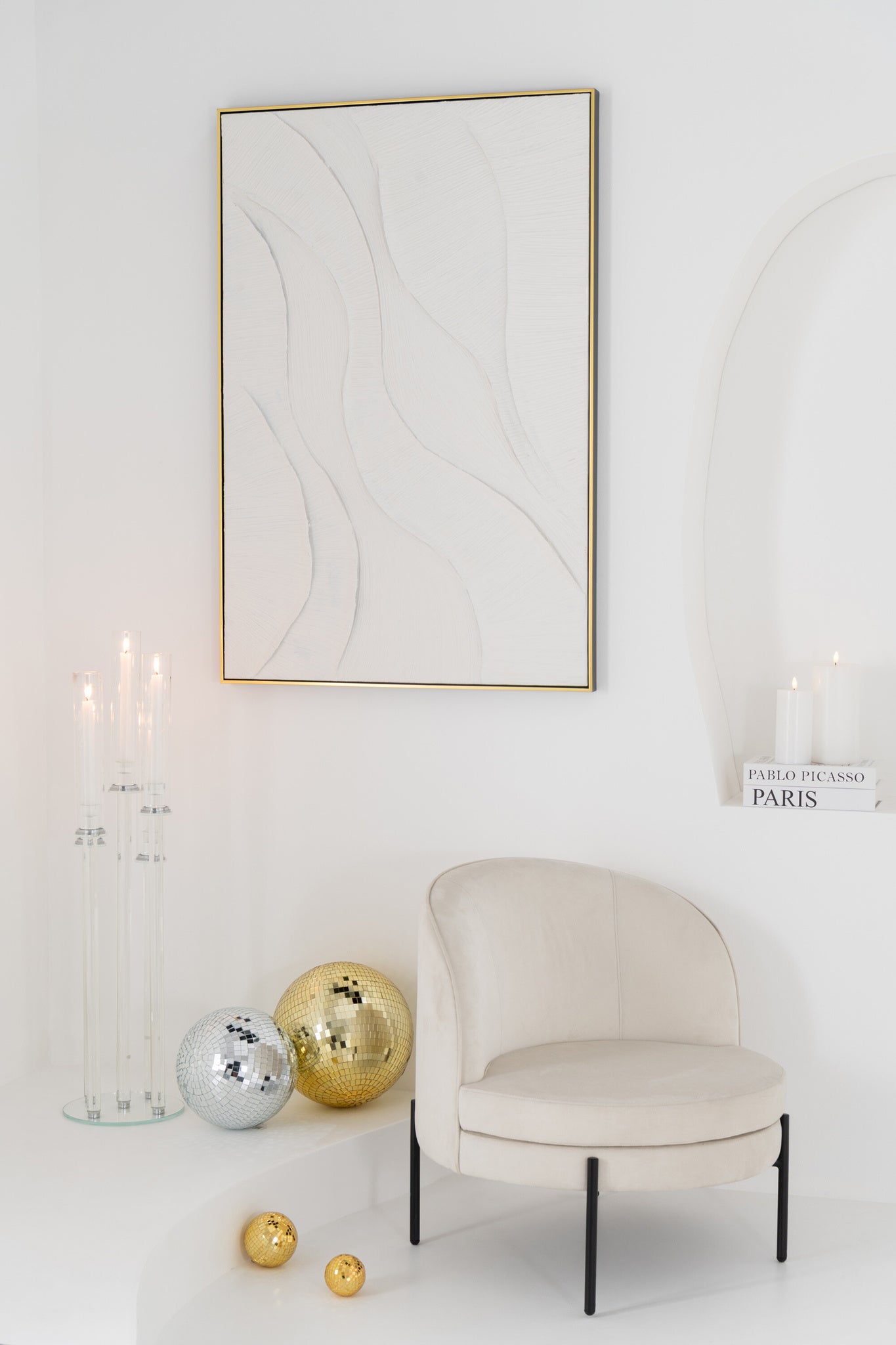 Fauteuil ijzer gebroken wit/zwart