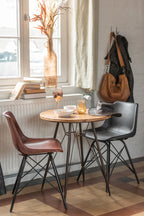 Stoel Loft leer/metaal zwart