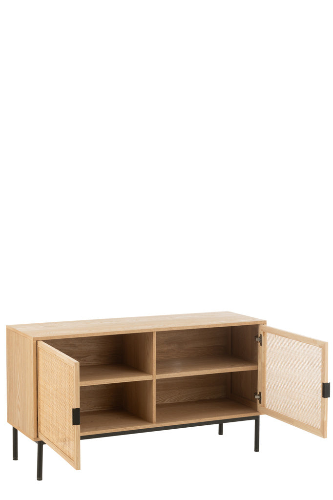 J-LINE KAST SQUARE MDF/METAAL NATUUR/ZWART LARGE