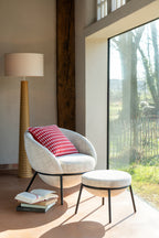 Loungestoel + voetenkruk ijzer beige/zwart