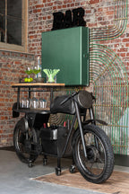 J-LINE BAR MOTORCYCLE 12GLASSES 6BOTTLES METAL/MANGO WOOD DONKERGRIJS/NATUUR